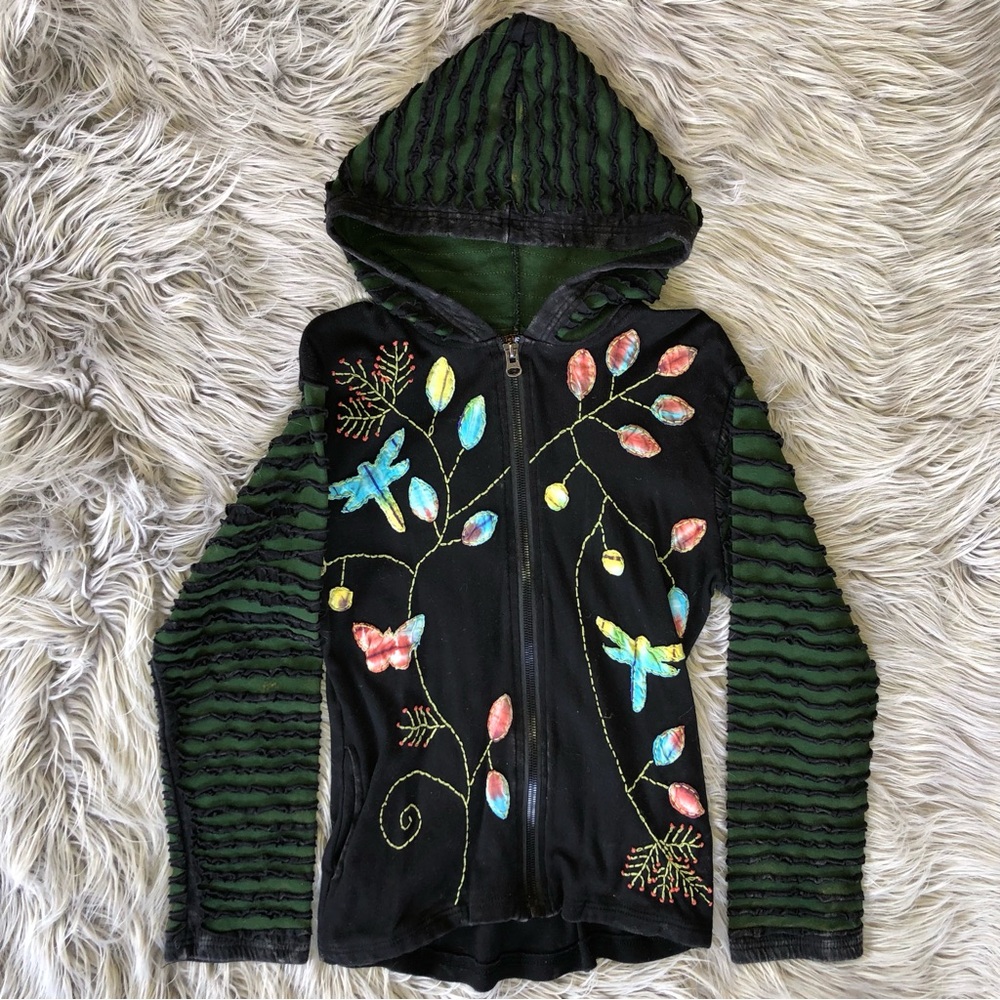 True Vintage y2k Rising International Cottagecore Full-Zip Hobbit Hoodie, Size M - Picture 3 of 5